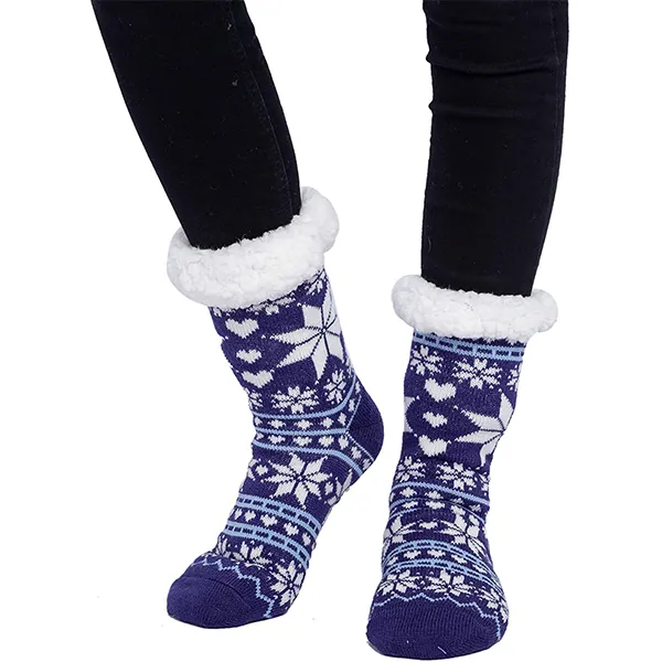 2pcs Womens Christmas Fleece Soft Slipper Socks 4 2pcs Womens Christmas Fleece Soft Slipper Socks - Image 2
