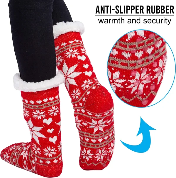 2pcs Womens Christmas Fleece Soft Slipper Socks 8 2pcs Womens Christmas Fleece Soft Slipper Socks - Image 6