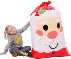 3pcs Jumbo Holiday Santa Gift Bags -Christmas Favors Shop 3 Piece Jumbo Holiday Santa Gift Bag 4 result 600x497 1