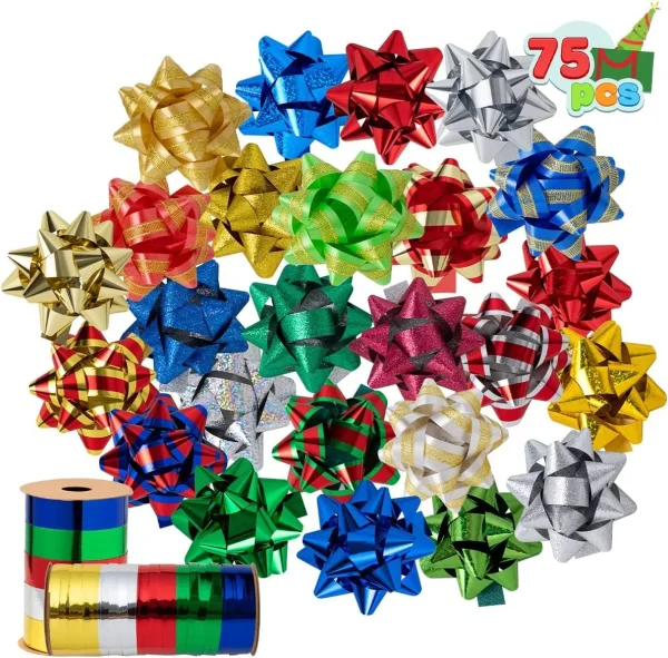 75pcs Self Adhesive Christmas Bow Decoration 3in 6 75pcs Self Adhesive Christmas Bow Decoration 3in - Image 4
