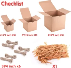 30pcs Christmas Brown Gift Boxes 10 30pcs Christmas Brown Gift Boxes -Christmas Favors Shop 30Pcs Assorted Kraft paper Box Set with Twines Grass 3 Size Twines Grass 3 result 600x571 1