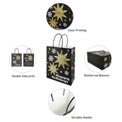 32pcs Black & Gold Christmas Treat Bags -Christmas Favors Shop 32Pcs Black amp White Gold Foil Christmas Paper Gift Bags 2 result 600x600 1
