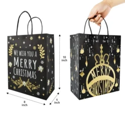 32pcs Black & Gold Christmas Treat Bags -Christmas Favors Shop 32Pcs Black amp White Gold Foil Christmas Paper Gift Bags 3 result 600x600 1
