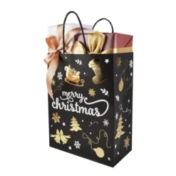 32pcs Black & Gold Christmas Treat Bags -Christmas Favors Shop 32Pcs Black amp White Gold Foil Christmas Paper Gift Bags 4 result 600x600 1