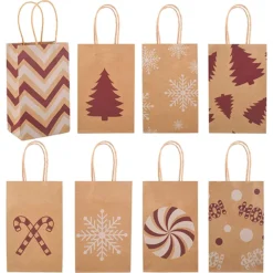 32pcs Small Christmas Gift Bags W/ Handles 10 32pcs Small Christmas Gift Bags W/ Handles -Christmas Favors Shop 32Pcs Small Christmas White amp Red Themed Bag with Drawstring 8 Designs 1