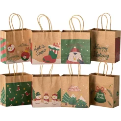 32pcs Kraft Christmas Small Gift Bags 13 32pcs Kraft Christmas Small Gift Bags -Christmas Favors Shop 32Pcs Small Kraft Paper Christmas Themed Bags with 10 Designs 2