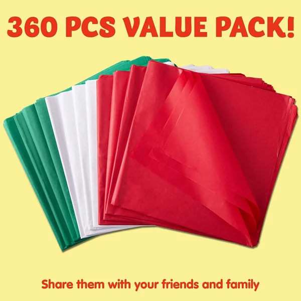 360pcs Assorted Christmas Gift Tissue Paper 4 360pcs Assorted Christmas Gift Tissue Paper - Image 2