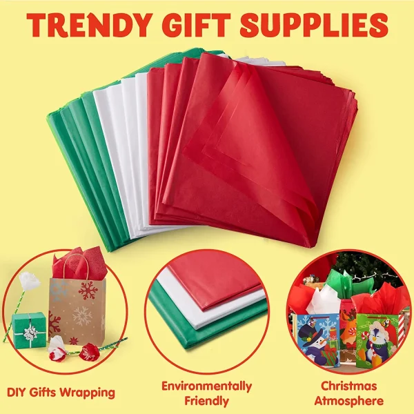 360pcs Assorted Christmas Gift Tissue Paper 6 360pcs Assorted Christmas Gift Tissue Paper - Image 4