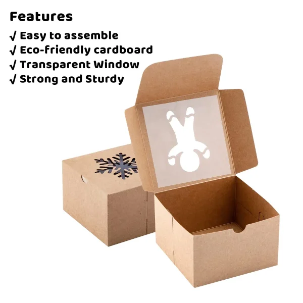 36pcs Brown Craft Christmas Cookie Boxes 6 36pcs Brown Craft Christmas Cookie Boxes - Image 4