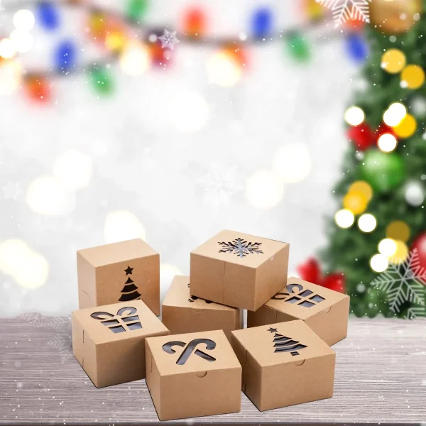 36pcs Brown Craft Christmas Cookie Boxes 7 36pcs Brown Craft Christmas Cookie Boxes - Image 5