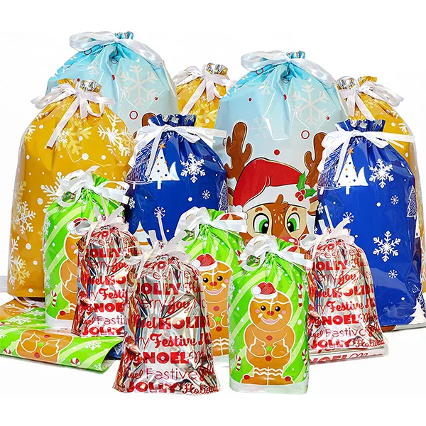 36pcs Assorted Size Drawstring Christmas Gift Bags 3 36pcs Assorted Size Drawstring Christmas Gift Bags