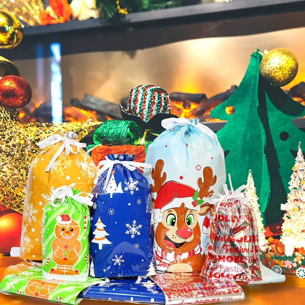 36pcs Assorted Size Drawstring Christmas Gift Bags 4 36pcs Assorted Size Drawstring Christmas Gift Bags - Image 2