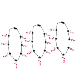 3pcs Christmas Light Up Candy Cane Necklace