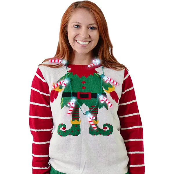 3pcs Christmas Light Up Candy Cane Necklace 6 3pcs Christmas Light Up Candy Cane Necklace - Image 4