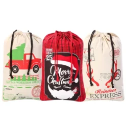3pcs Burlap Christmas Santa Sack Gift Bags -Christmas Favors Shop 3Pcs Christmas Canvas Burlap Gift Bags 1 result 600x600 1