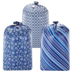 3pcs Large Blue Holiday Plastic Gift Bag