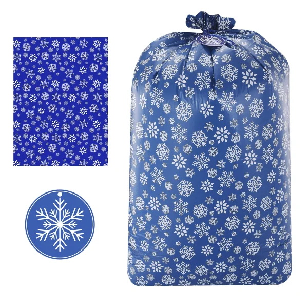 3pcs Large Blue Holiday Plastic Gift Bag 5 3pcs Large Blue Holiday Plastic Gift Bag - Image 3