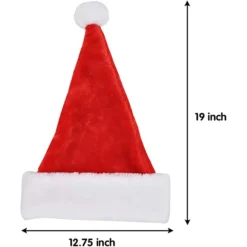 3Pcs Santa Hats With White Plush Trim And Red Velvet -Christmas Favors Shop 3Pcs Santa Hats With White Plush Trim And Red Velvet 1