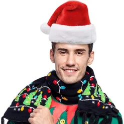 3Pcs Santa Hats With White Plush Trim And Red Velvet -Christmas Favors Shop 3Pcs Santa Hats With White Plush Trim And Red Velvet 3