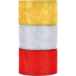3pcs Thick Christmas Ribbon 2.75in -Christmas Favors Shop 3pcs Thick Christmas Ribbon 2 1