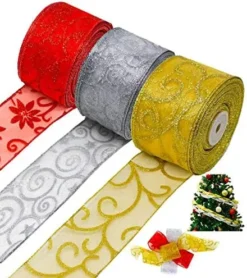 3pcs Thick Christmas Ribbon 2.75in