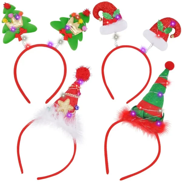 4Pcs Light-Up Christmas Headbands 3 4Pcs Light-Up Christmas Headbands