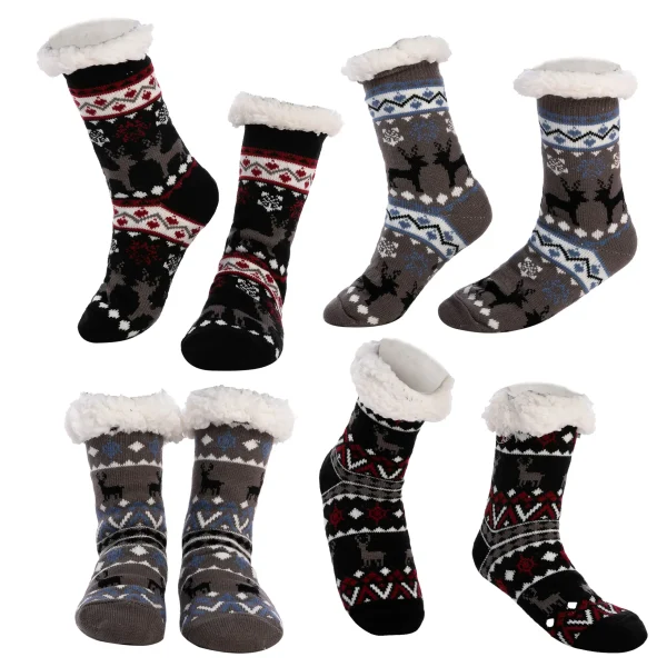4pcs Deer Pattern Christmas Slipper Socks 3 4pcs Deer Pattern Christmas Slipper Socks