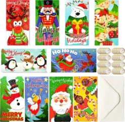 40pcs Holographic Christmas Greeting Cards