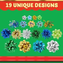42pcs Gold Silver Green Teal And Babyblue Gift Bows -Christmas Favors Shop 42Pcs Christmas Gift Bow Assortment Gold Silver Green Teal and Babyblue 6 600x600 1