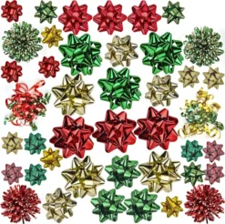 42pcs Assorted Self Adhesive Christmas Gift Bows