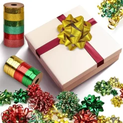 47pcs Christmas Gift Wrapping Assorted Gift Ribbon Bow 13 47pcs Christmas Gift Wrapping Assorted Gift Ribbon Bow -Christmas Favors Shop 47Pcs Gift Wrap String and Bows Red Gold Green 3 600x600 1