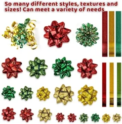47pcs Christmas Gift Wrapping Assorted Gift Ribbon Bow 10 47pcs Christmas Gift Wrapping Assorted Gift Ribbon Bow -Christmas Favors Shop 47Pcs Gift Wrap String and Bows Red Gold Green 4 600x608 1
