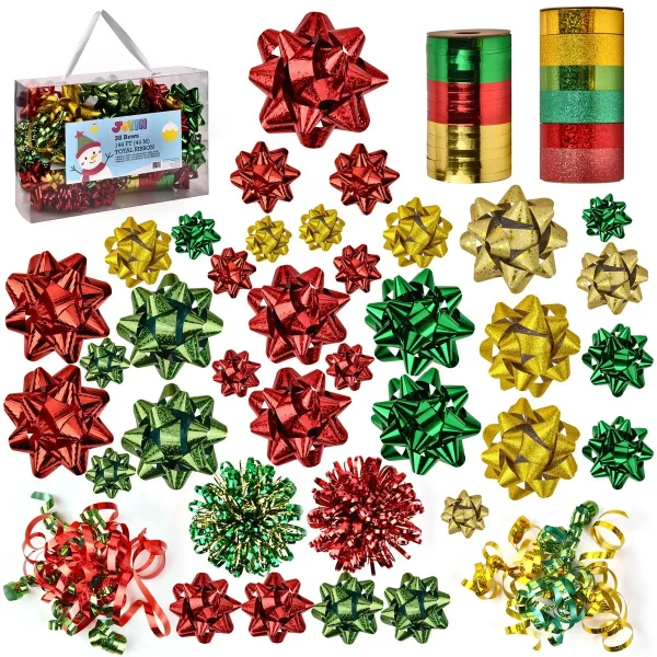 47pcs Christmas Gift Wrapping Assorted Gift Ribbon Bow 3 47pcs Christmas Gift Wrapping Assorted Gift Ribbon Bow