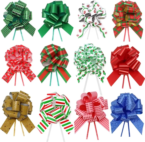 48pcs Christmas Wrap Pull Gift Bow With Ribbon 5in 5 48pcs Christmas Wrap Pull Gift Bow With Ribbon 5in - Image 3