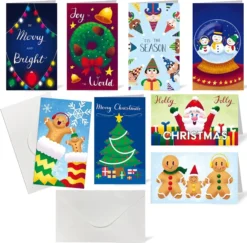 48Pcs Christmas Colored Print Gift Card With Envelopes