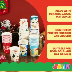 48pcs Christmas Disposable Paper Cups 9oz -Christmas Favors Shop 48Pcs Christmas Paper Cup 9 oz with Holiday Design 5 600x600 1