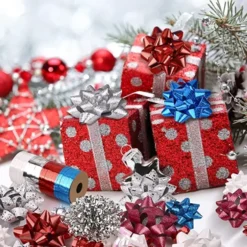 48Pcs Gift Wrap String And Bows 12 48Pcs Gift Wrap String And Bows -Christmas Favors Shop 48Pcs Gift Wrap String and Bows 2 600x600 1