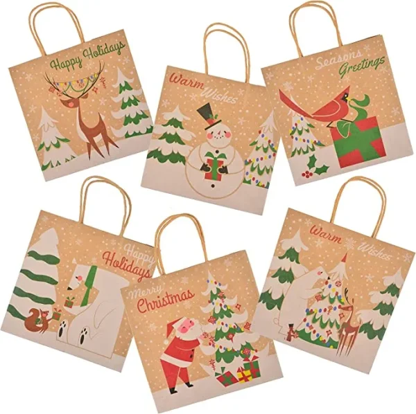 48pcs Assorted Prints Christmas Kraft Gift Bags 5 48pcs Assorted Prints Christmas Kraft Gift Bags - Image 3