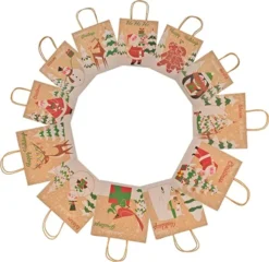48pcs Assorted Prints Christmas Kraft Gift Bags 11 48pcs Assorted Prints Christmas Kraft Gift Bags -Christmas Favors Shop 48Pcs Kraft Gift Bags 4 600x582 1