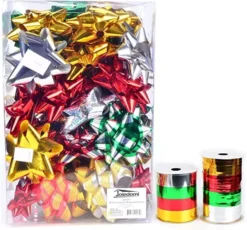 48pcs Christmas Self Adhesive Bows Decoration 11 48pcs Christmas Self Adhesive Bows Decoration -Christmas Favors Shop 48Pcs Self adhesive Bows amp 8 Rolls Of Christmas Curling Ribbons 3 600x558 1