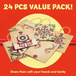 48pcs Christmas Kraft Gift Bag Paper -Christmas Favors Shop 48pcs Christmas Kraft Gift Bag Paper 1 600x600 1