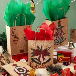 48pcs Christmas Kraft Gift Bag Paper