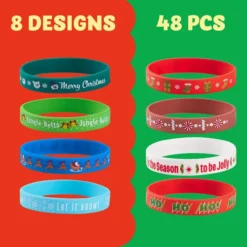 48pcs Christmas Rubber Wristbands -Christmas Favors Shop 48pcs Christmas Rubber Wristbands 6 600x600 1