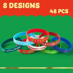 48pcs Christmas Rubber Wristbands -Christmas Favors Shop 48pcs Christmas Rubber Wristbands 7 600x600 1