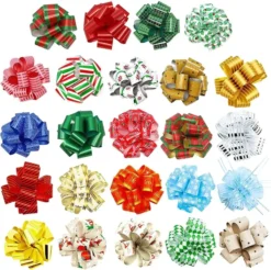 48pcs Christmas Wrap Pull Gift Bow With Ribbon 5in