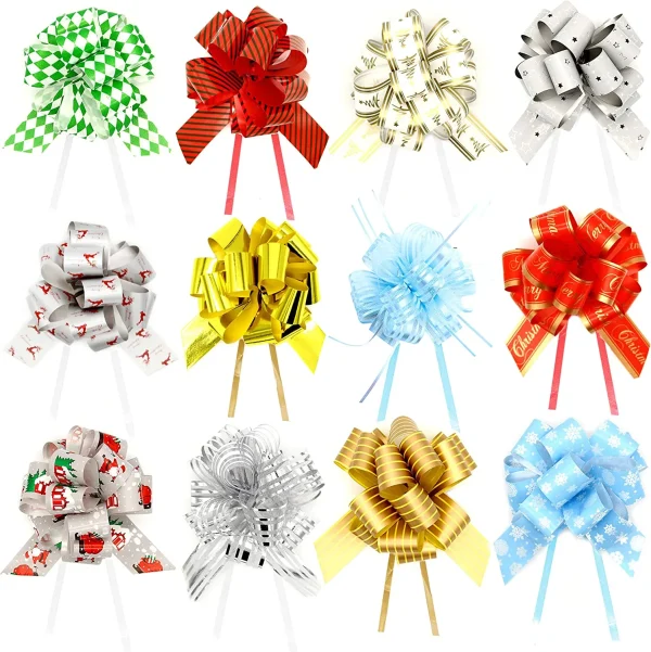 48pcs Christmas Wrap Pull Gift Bow With Ribbon 5in 4 48pcs Christmas Wrap Pull Gift Bow With Ribbon 5in - Image 2