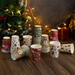 48pcs Disposable Christmas Paper Coffee Cups -Christmas Favors Shop 48pcs Disposable Christmas Paper Coffee Cups 6 600x600 1