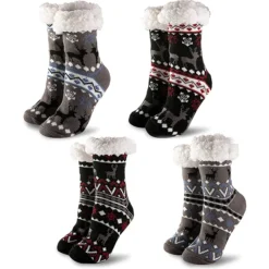 Christmas Favors Shop 26 Christmas Favors Shop -Christmas Favors Shop 4pcs Deer Pattern Christmas Slipper Socks 1