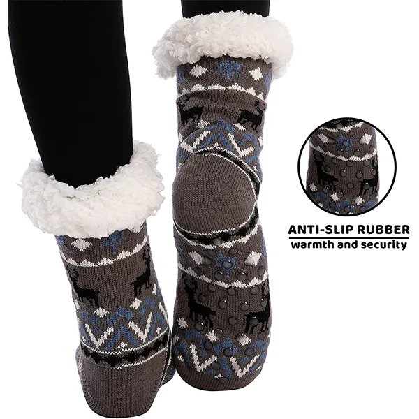 4pcs Deer Pattern Christmas Slipper Socks 5 4pcs Deer Pattern Christmas Slipper Socks - Image 3
