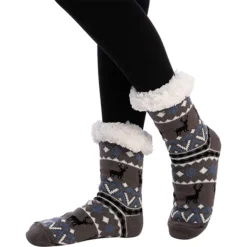 4pcs Deer Pattern Christmas Slipper Socks 11 4pcs Deer Pattern Christmas Slipper Socks -Christmas Favors Shop 4pcs Deer Pattern Christmas Slipper Socks 3